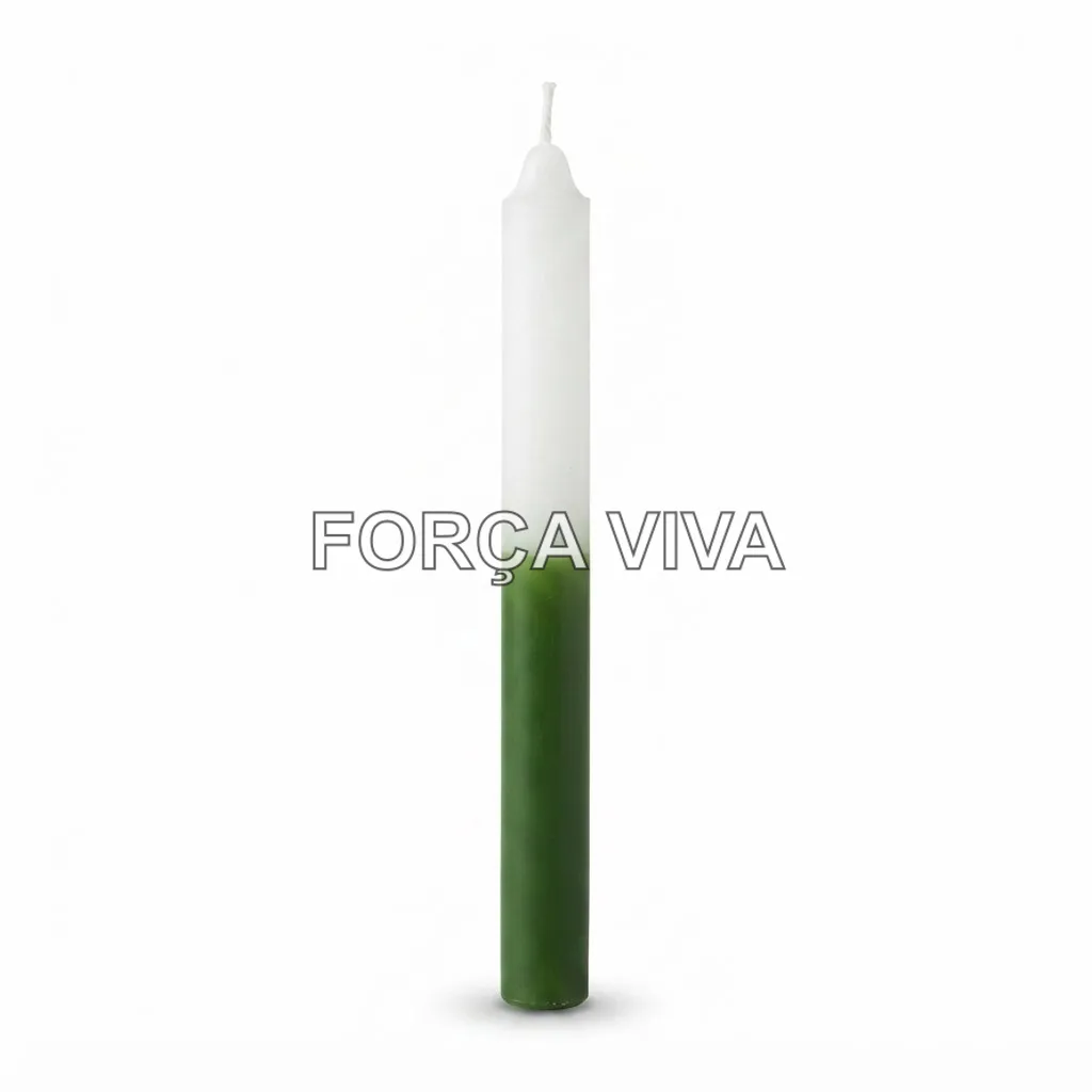 Vela Palito Branca e Verde 16 cm | Força Viva