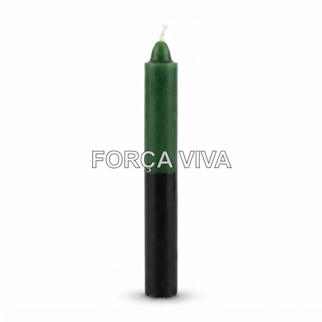 Vela Palito Preto e Verde 16 cm | Força Viva