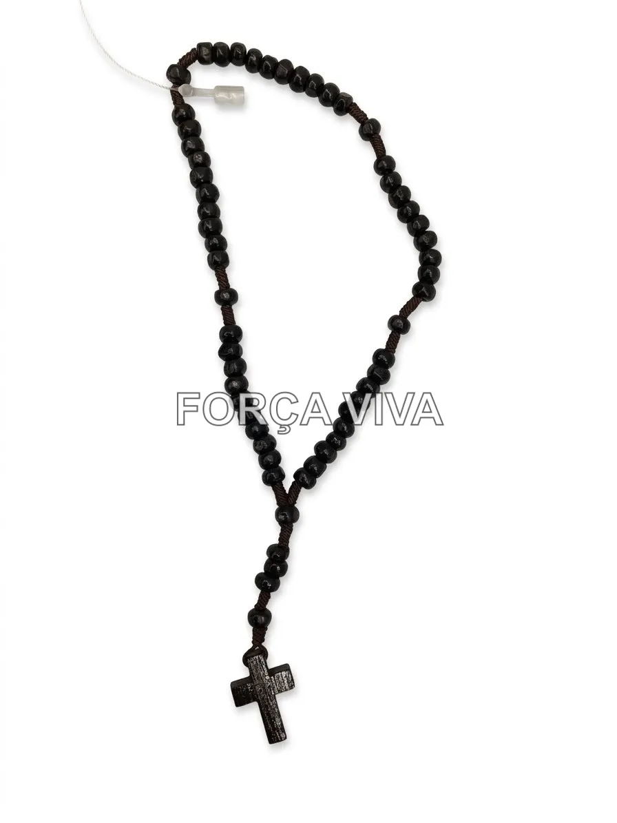 Terço de Madeira Preto 18cm | Força Viva
