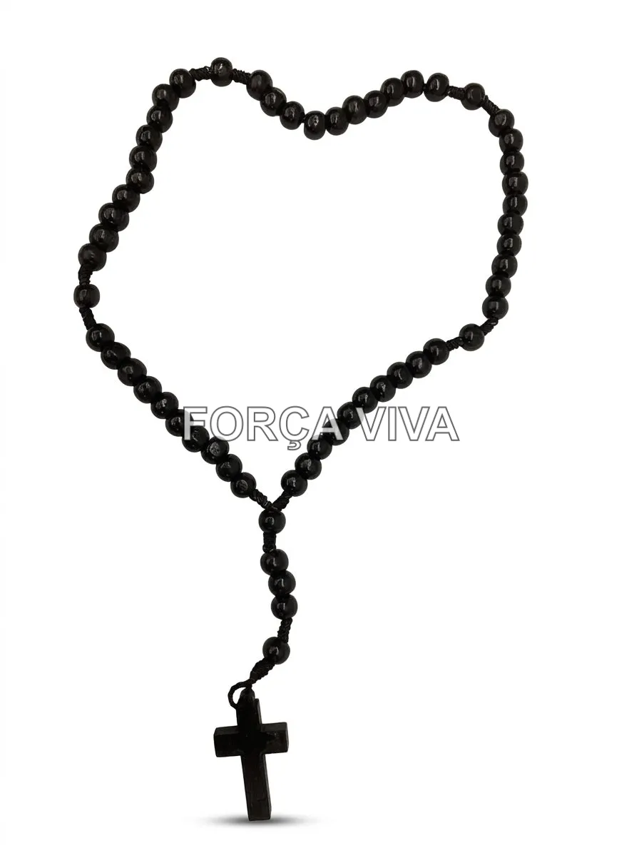 Terço de Madeira Preto 30cm | Força Viva