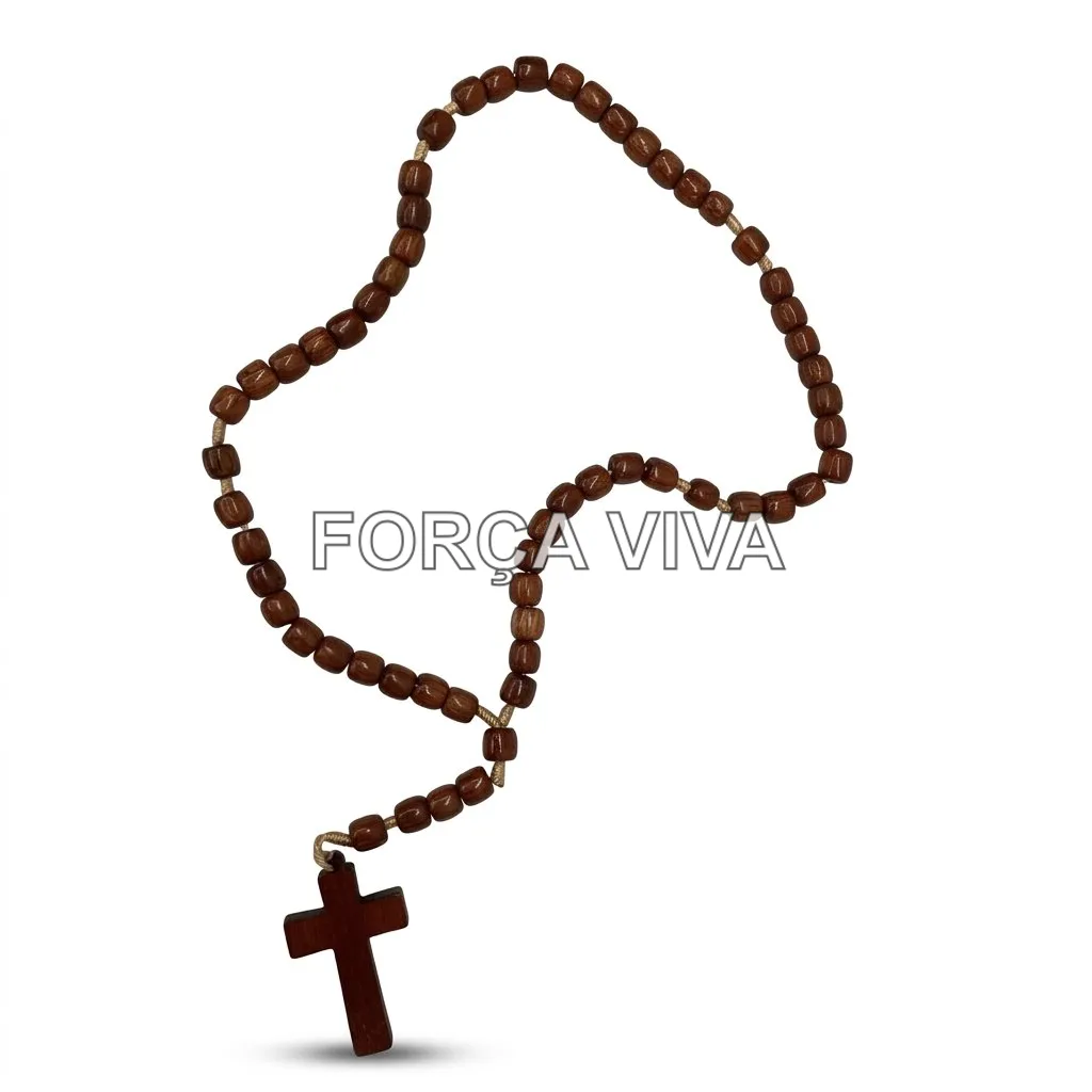 Terço de Madeira Marrom 33cm | Força Viva
