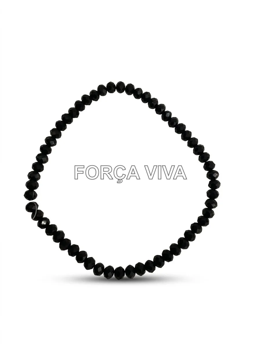 Contas de Porcelana Preta Achatada 8mm | Força Viva