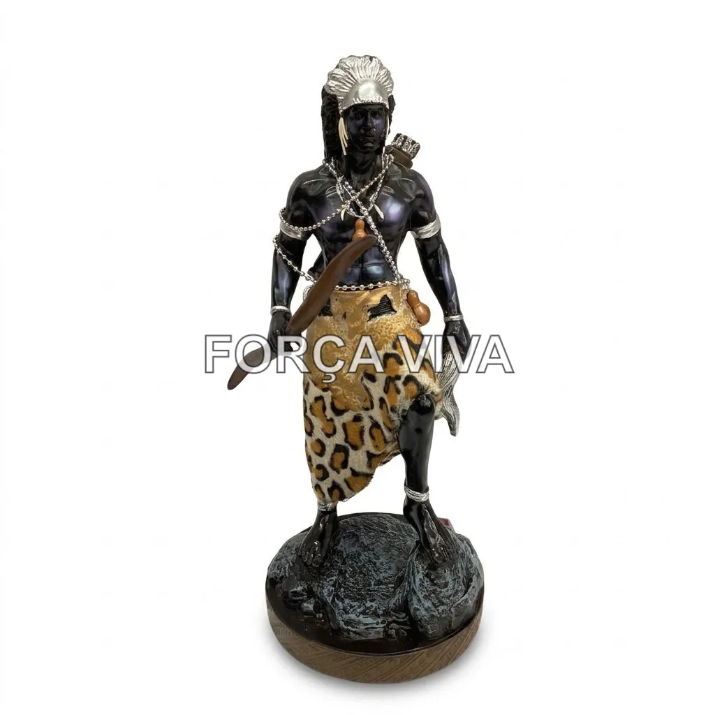 Imagem Oxóssi Resina Caçador com Arco 23cm - Força Viva