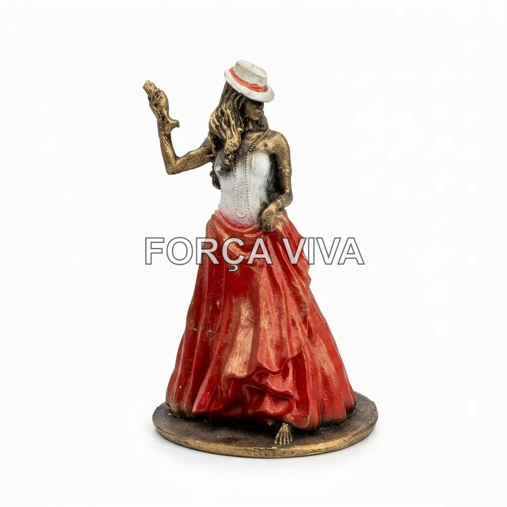 Maria Navalha Resina 12cm Saia Vermelha - Força Viva