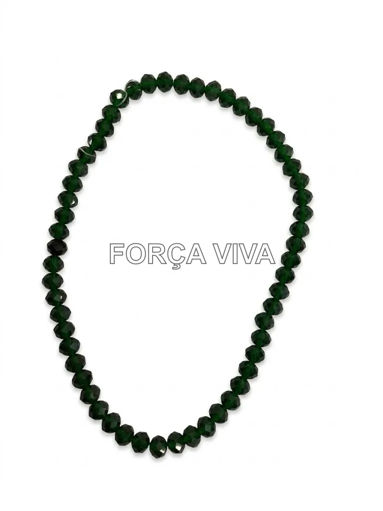 Contas de Cristal 8mm Facetado Achatado Verde Escuro - Força Viva