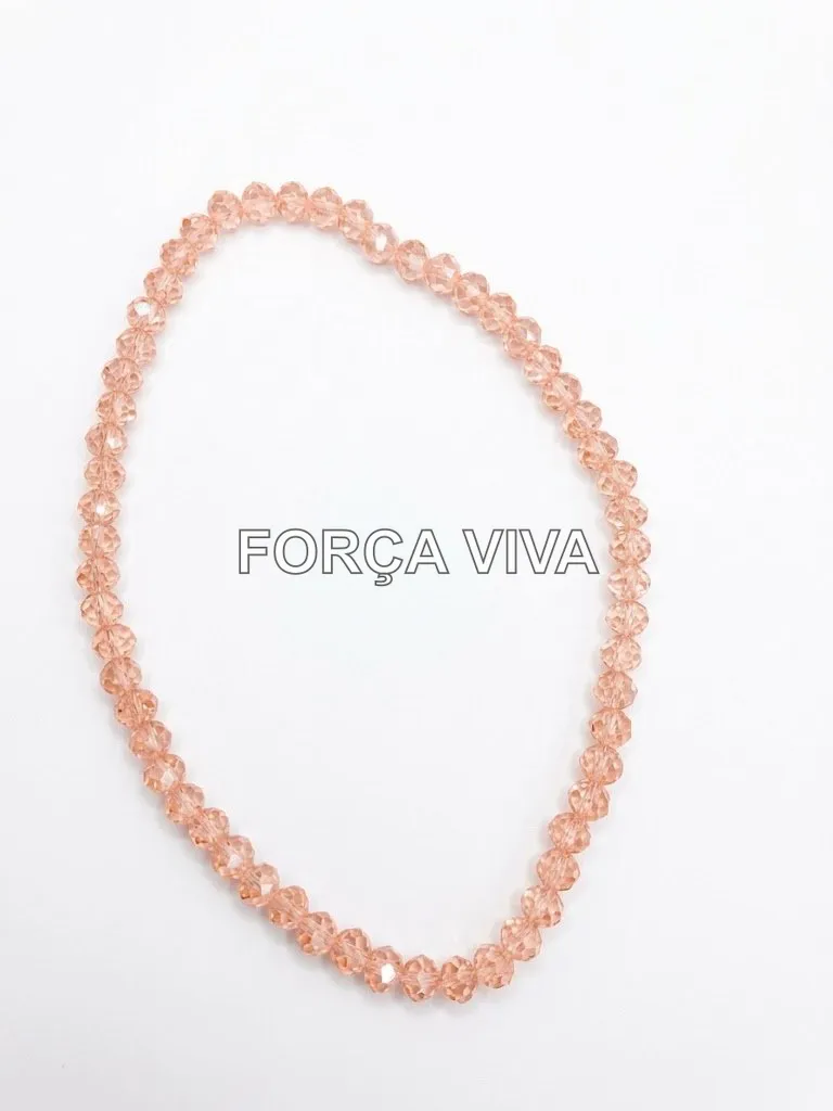 Contas de Cristal 8mm Facetado Achatado Salmão - Força Viva