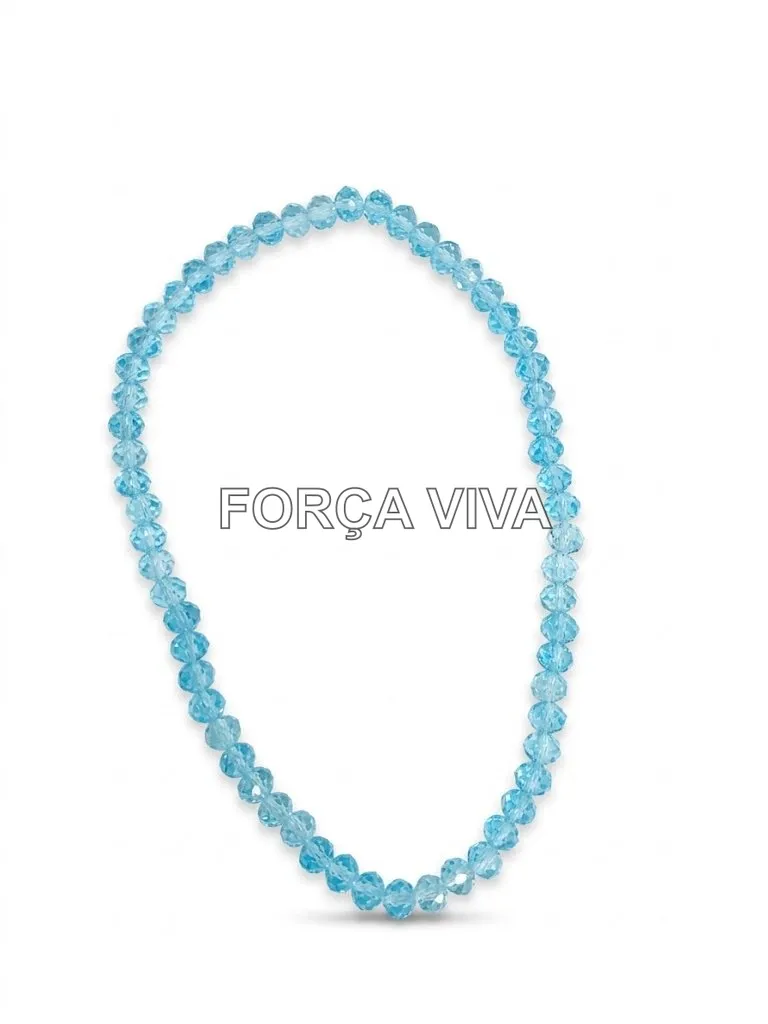 Contas de Cristal 8mm Facetado Achatado Azul Claro - Força Viva